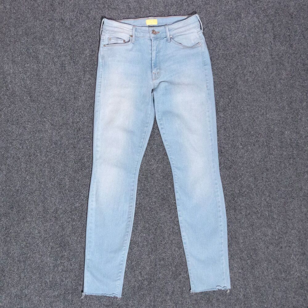 MOTHER Looker High Rise Ankle Fray Skinny Jeans Sweet Talk Me Blue Women's 25